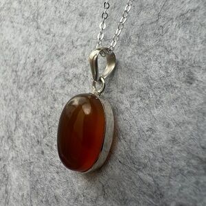 Butterscoth Amber Sterling Silver Pendant Necklace